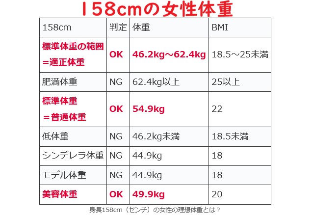 【158cmの理想体重】158センチの平均体重とシンデレラ体重・モデル美容体重