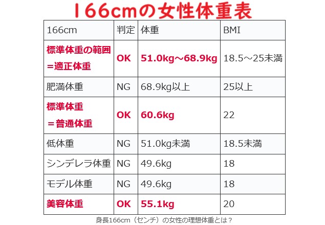 【166cmの理想体重】166センチの平均体重とシンデレラ体重・モデル美容体重