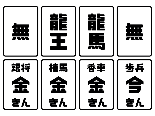 将棋の駒『裏』に書かれている漢字一覧表