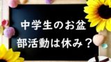 【2024年】中学生のお盆に部活はある？中学生のお盆休みはいつからいつまで？