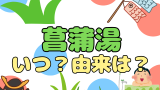 【2026年】菖蒲湯の風呂に入るのはいつ？5月5日に菖蒲を頭に巻く由来とは？
