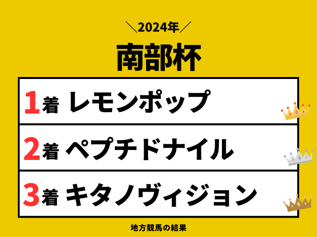 【南部杯】2024年の結果!払い戻しとレース成績!掲示板内・配当・着順