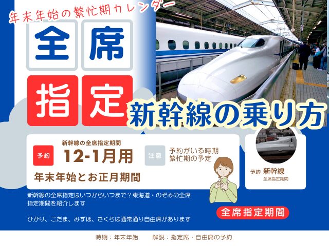 【2025-2026年】新幹線の全席指定期間！年末年始はいつからいつまで？
