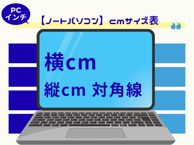 【ノートパソコン】インチサイズ別のcmはいくつ？インチ（型）のセンチ変換早見表