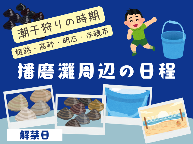 【2026年】播磨灘周辺の潮干狩り時期はいつから？姫路・須磨海岸・的形等の解禁日
