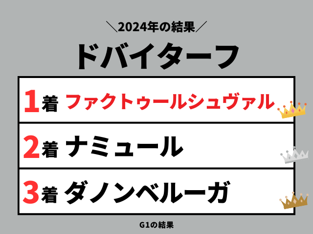 【ドバイターフ】2024年の結果とレース成績(着順・配当・払戻)