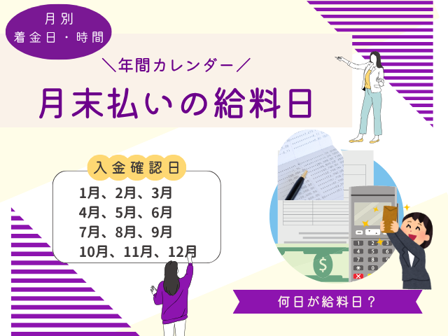 【月末払いの給料】何日が給料日?月末の何時に振り込まれる?2026年と来年用